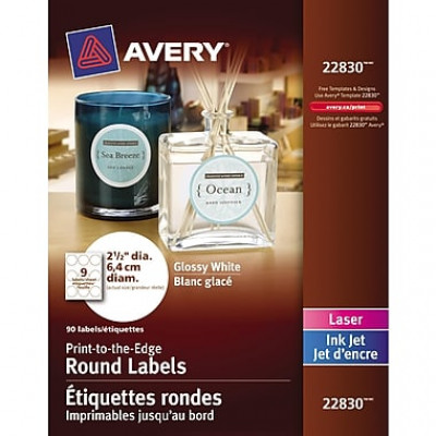 Avery® (22830) Glossy White Round Labels